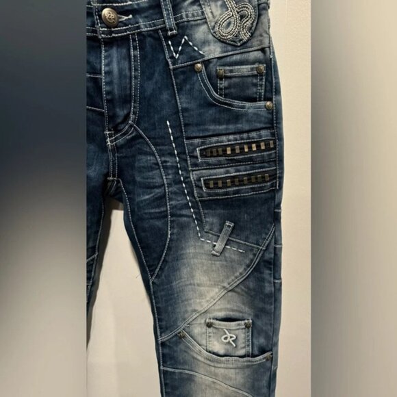 Y2K Jrag  Famous Denim LA Jeans JRW 4406 blue embellished street studded US30 - Picture 2 of 10
